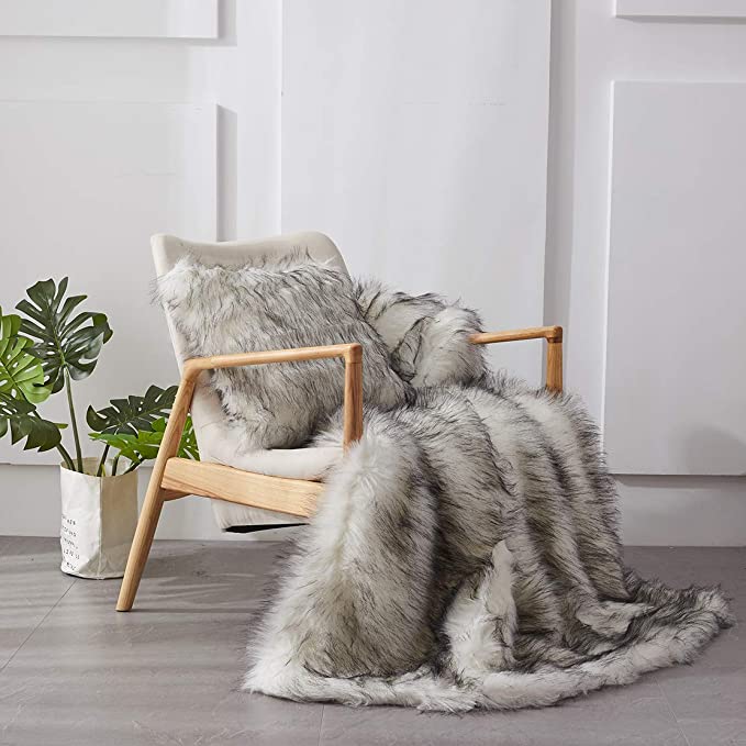 WHITE - Alaskan Husky Long Pile Fabric - By Yard For Blankets Fashion Clothing Coats Scarfs Rugs Crafts Decor - Quilting, Pillows,Throws