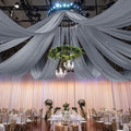 Backdrop Chiffon Curtains 20' x 30' Ft - GRAY - 6 Panels Chiffon Backdrop Curtain Sheer Curtains Wedding Arch Draping Fabric for Party