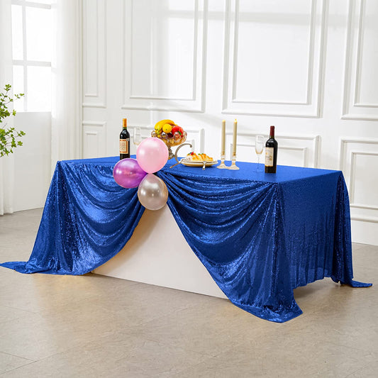 Square Overlay Sequin Tablecloth - ROYAL - Glitter Tablecloth for Bridal Shower Decorations, Birthday, Wedding, Dessert, Banquet