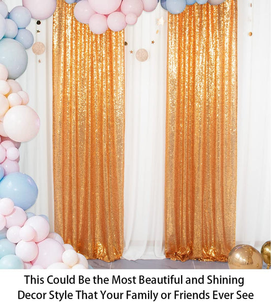 GOLD - Sequin Backdrop Curtains - 2 Panels - Baby Shower Backdrop Glitter Backdrop Sequin Backdrop for Wedding