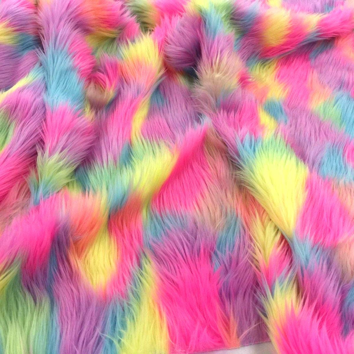 RAINBOW TRIBAL PINK - Multi Color Costume Coat Fabric - Sold By Yard - For Blankets Fashion Clothing Coats - Scarfs Rugs Crafts Decor