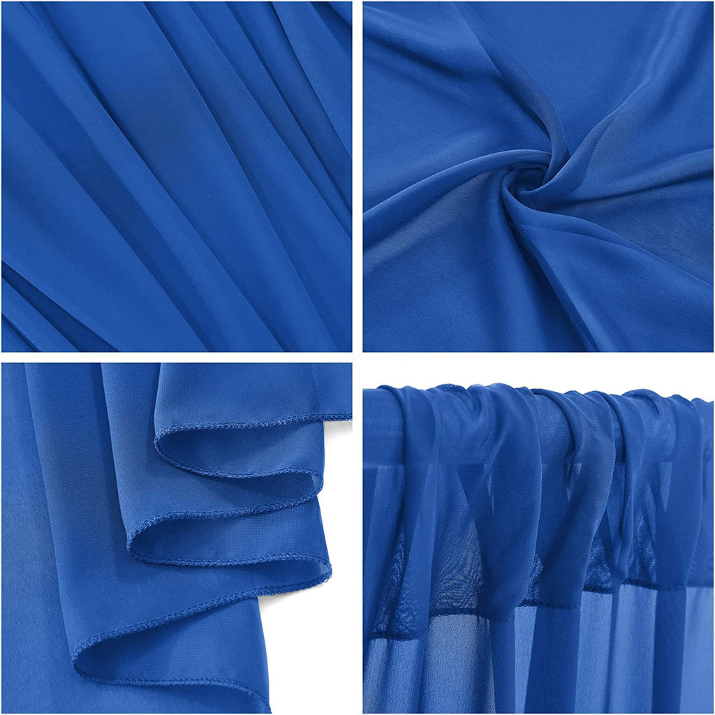 Backdrop Chiffon Curtains 10' Ft x 10' Ft - ROYAL - 1 Panel Chiffon Backdrop Curtain Sheer Curtains Wedding Arch Draping Fabric for Party