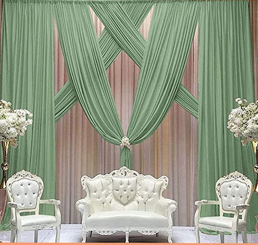 Backdrop Chiffon Curtains 20' x 30' Ft - SAGE - 6 Panels Chiffon Backdrop Curtain Sheer Curtains Wedding Arch Draping Fabric for Party
