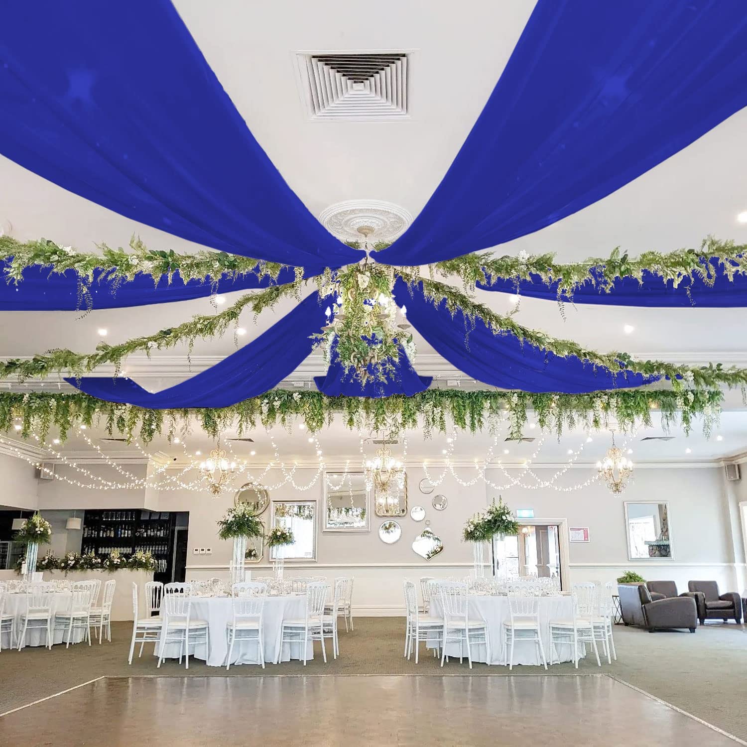 Backdrop Chiffon Curtains 20' x 30' Ft - ROYAL - 6 Panels Chiffon Backdrop Curtain Sheer Curtains Wedding Arch Draping Fabric for Party