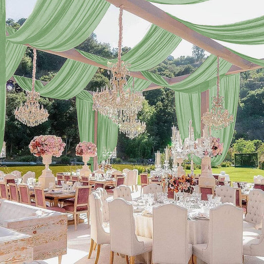 SAGE - Ceiling Drapes Wedding Arch Draping 5FTx20FT Chiffon Curtains 2 Panels Tent Drapes for Events Sheer Backdrop Drapes Wedding Arch