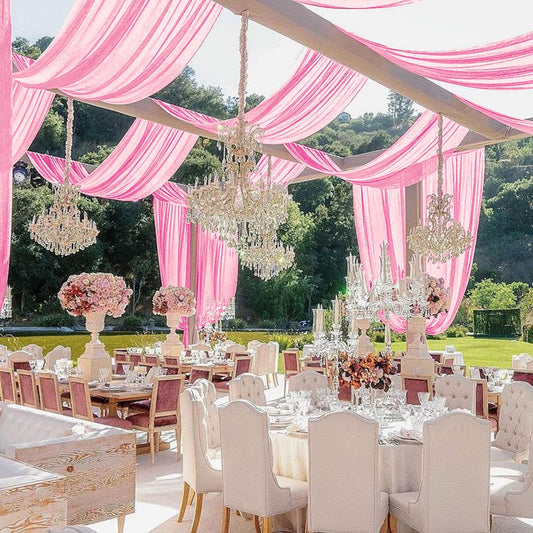 PINK - Ceiling Drapes Wedding Arch Draping 5FTx20FT Chiffon Curtains 2 Panels Tent Drapes for Events Sheer Backdrop Drapes Wedding Arch