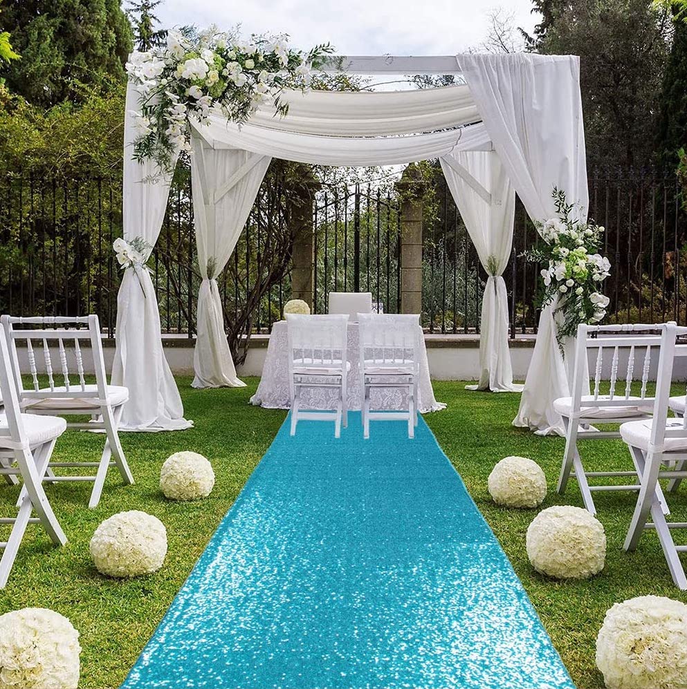 TURQUOISE -Aisle Sequin Floor Runner -Perfect For Your Ceremony Floor Carpet Runner Aisle Runners for Weddings Fabric Aisle Runner for Party