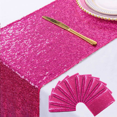 4 Pack -- FUCHSIA - Sequin Table Runner Baby Shower Table Runner for Parties Wedding Table Runner Bridal Shower Birthday Event Table Decor