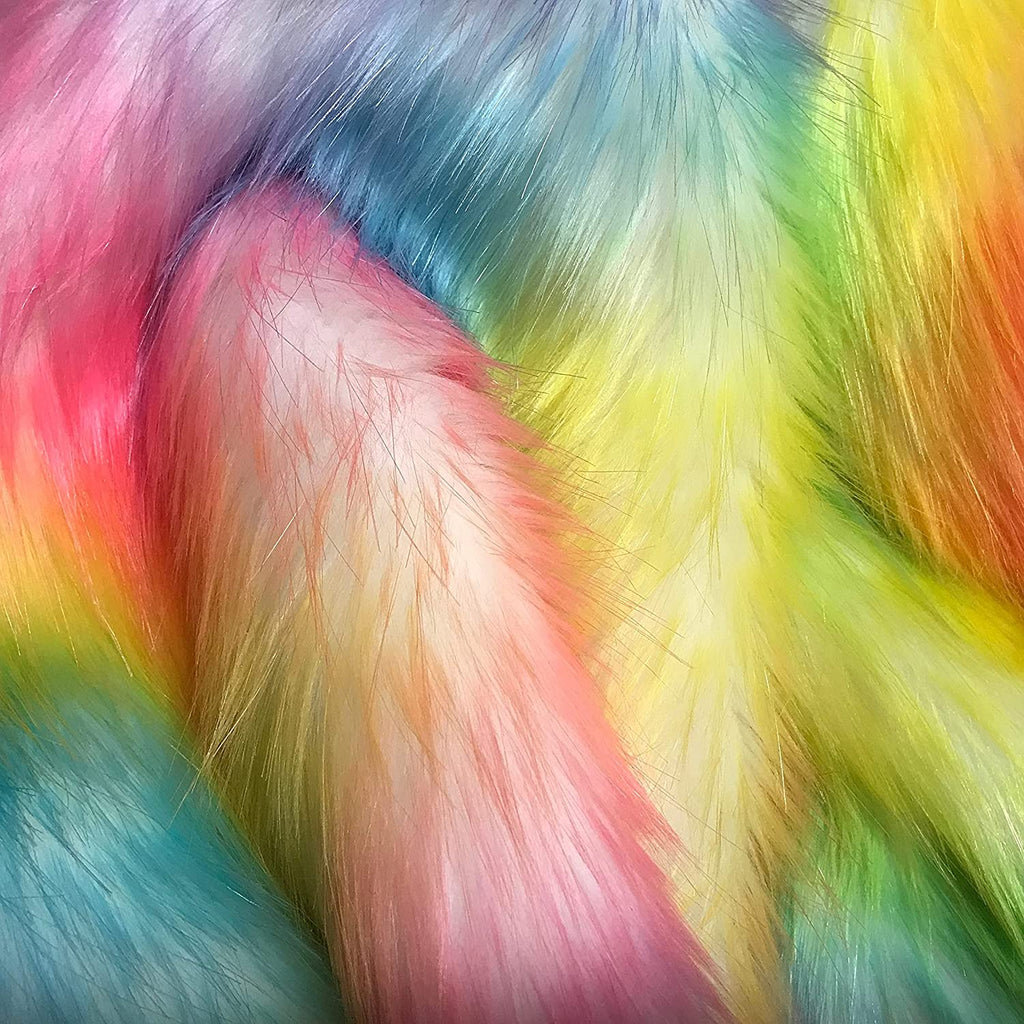 WAVE RAINBOW - Wave Rainbow Long Pile Fabric / Sold By The Yard- For Blankets Fashion Clothing Coats - Scarfs Rugs Crafts Decor - Quilting
