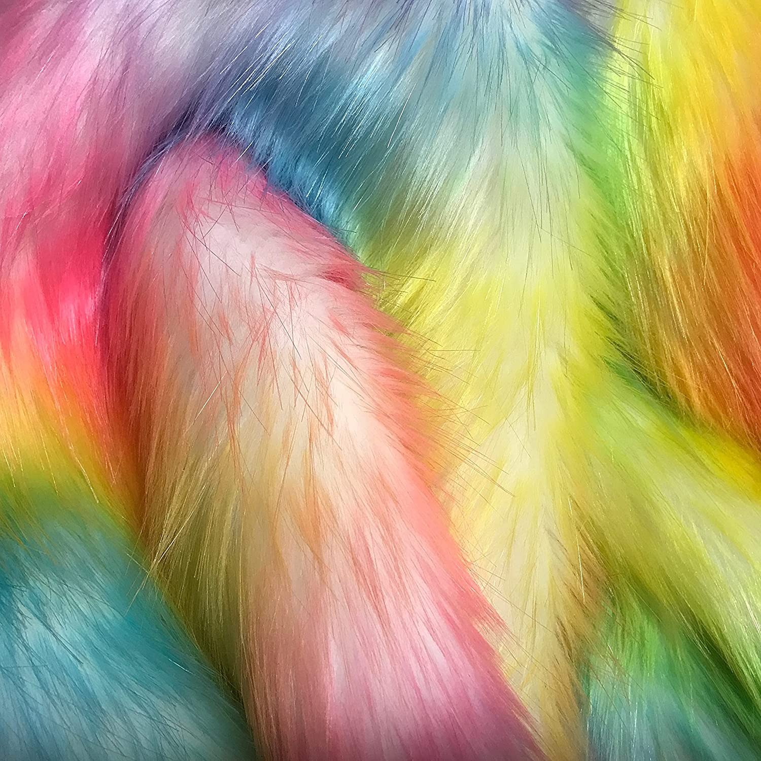 WAVE RAINBOW - Wave Rainbow Long Pile Fabric / Sold By The Yard- For Blankets Fashion Clothing Coats - Scarfs Rugs Crafts Decor - Quilting
