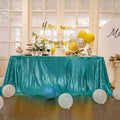 Square Overlay Sequin Tablecloth - TEAL - Glitter Tablecloth for Bridal Shower Decorations, Birthday, Wedding, Dessert, Banquet