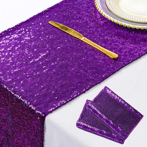 4 Pack -- PURPLE - Sequin Table Runner Baby Shower Table Runner for Parties Wedding Table Runner Bridal Shower Birthday Event Table Decor