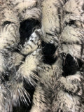 BLACK - WHITE - Faux Fake Fur Feathered Bird Long Pile Fabric - For Blankets Fashion Clothing Coats - Scarfs Rugs Crafts Decor