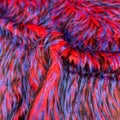 BLUE - BLACK - On Red 3 Tone Spiked Shaggy Long Pile Fabric / Sold by The Yard - For Blankets Fashion Clothing Coats