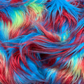 RAINBOW - Faux Fake Fur 3 Tone Rainbow Long Pile Fabric - For Blankets Fashion Clothing Coats - Scarfs Rugs Crafts Decor - By Yard