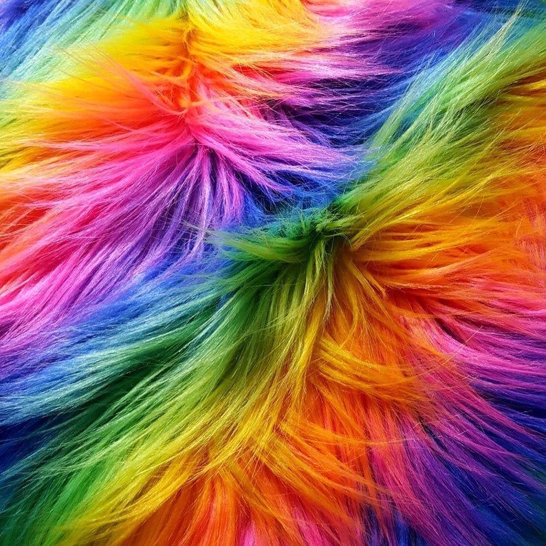 STRIPED RAINBOW - Long Pile Fabric / Sold By Yard - For Blankets Fashion Clothing Coats - Scarfs Rugs Crafts Decor - Scarfs Rugs