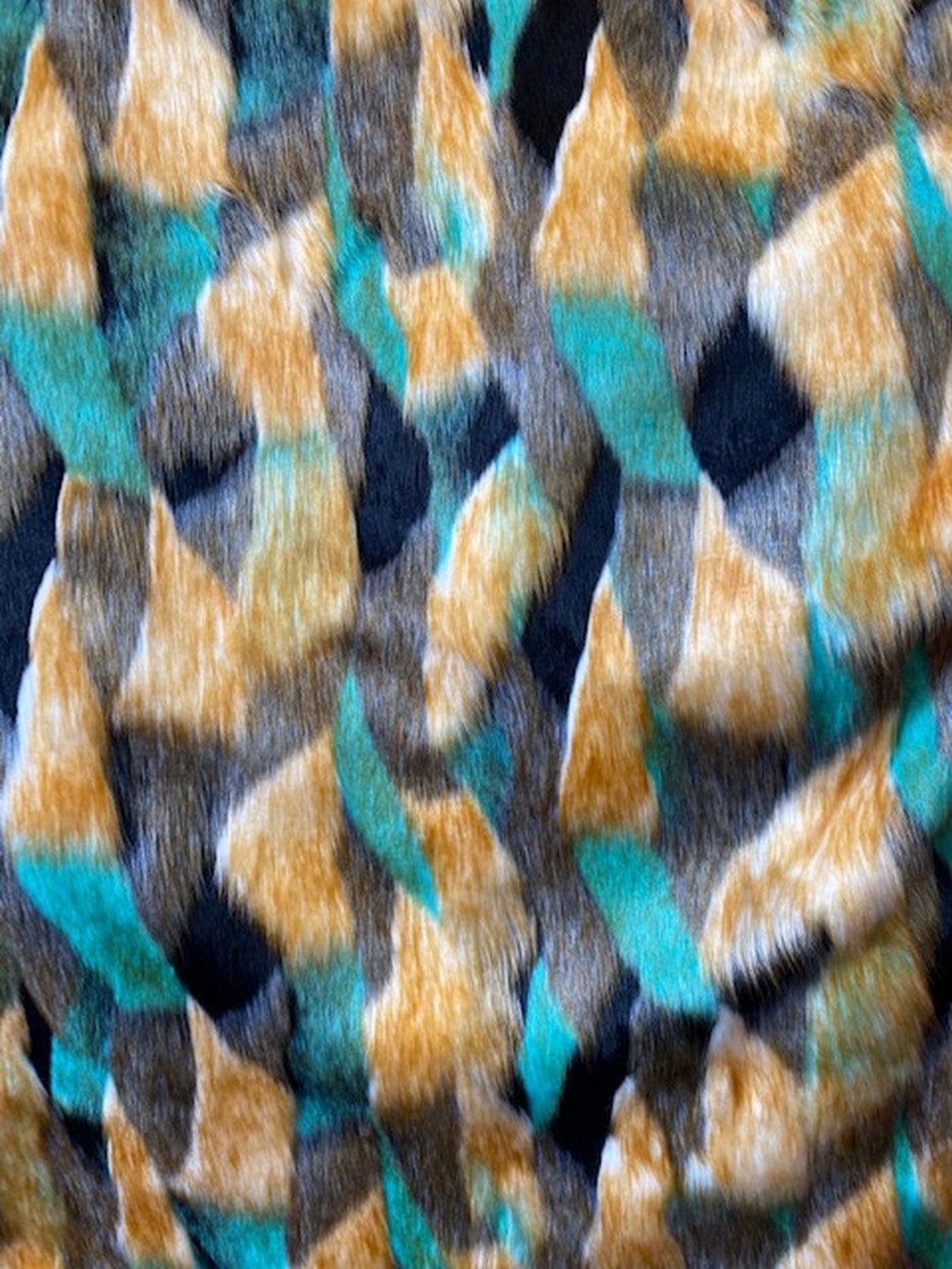 TRIBAL AQUA - Multi Color Costume Coat Fabric - Sold By Yard - For Blankets Fashion Clothing Coats - Scarfs Rugs Crafts Decor