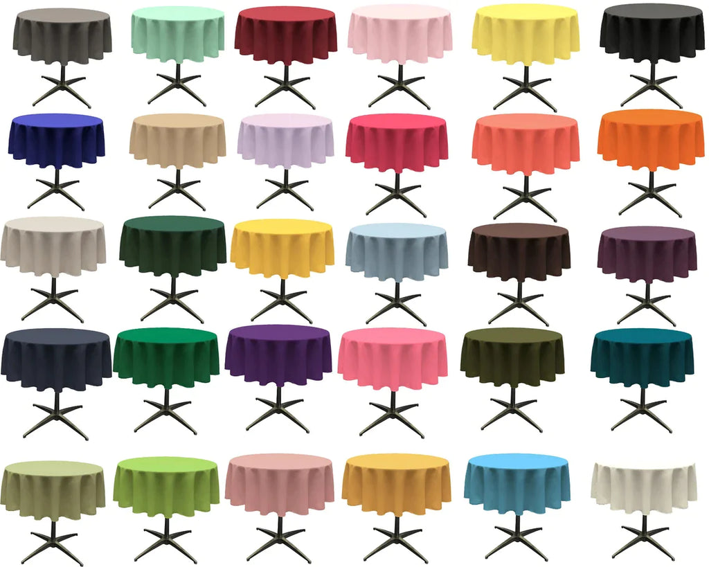 Round Polyester Poplin 51" & 54" Washable Tablecloth, Stain and Wrinkle Resistant Table Cover, Fabric Table Cloth for Dinning, Kitchen, Party