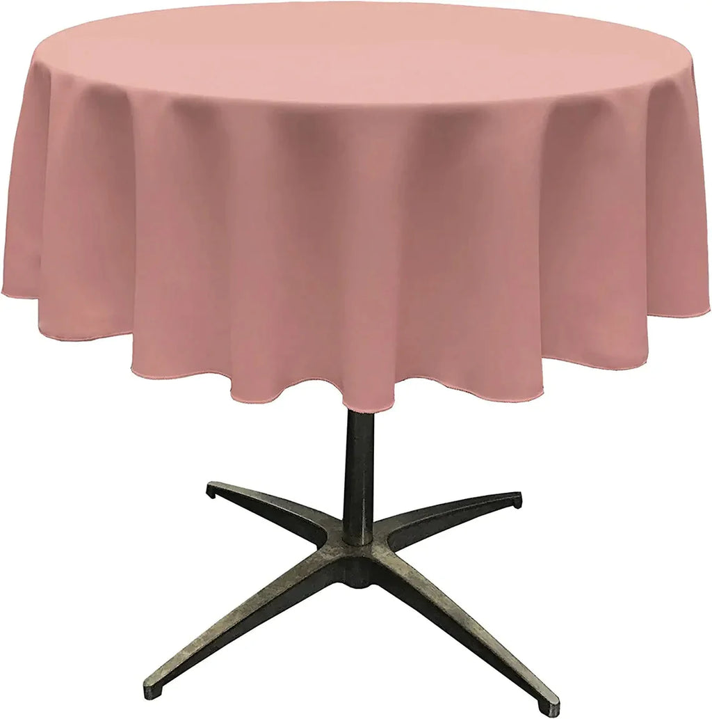 Round Polyester Poplin 42" & 48" Washable Tablecloth, Stain and Wrinkle Resistant Table Cover, Fabric Table Cloth for Dinning, Kitchen, Party