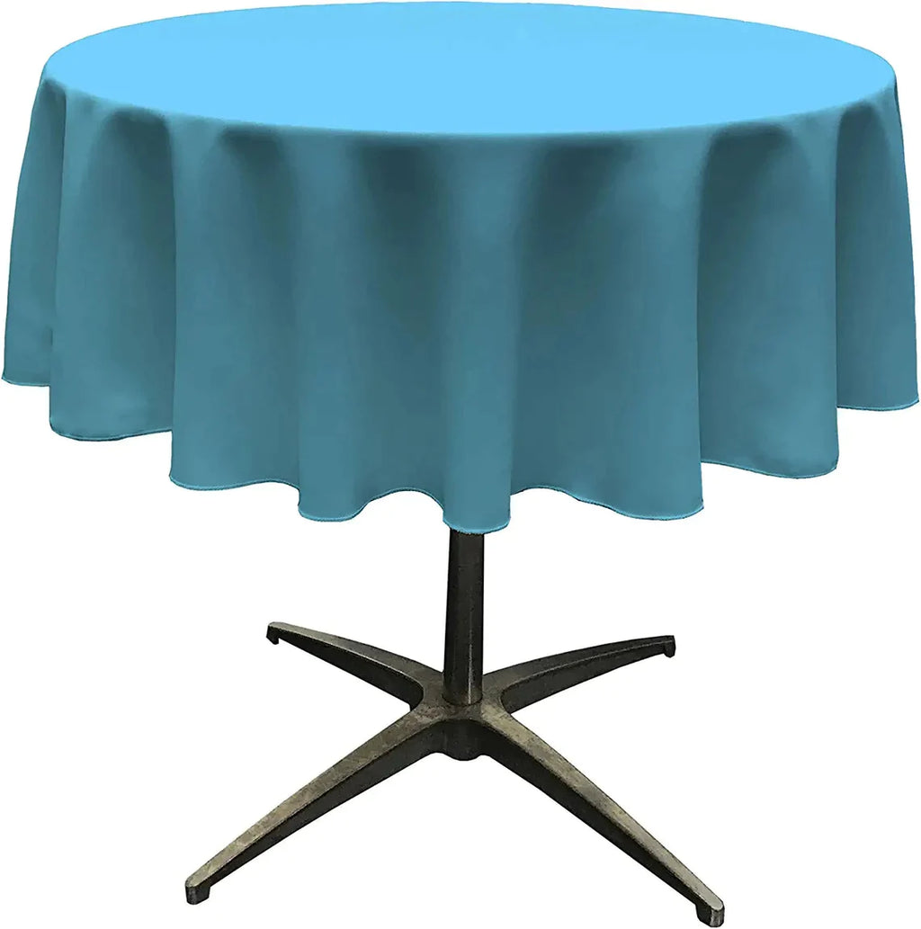 Round Polyester Poplin 51" & 54" Washable Tablecloth, Stain and Wrinkle Resistant Table Cover, Fabric Table Cloth for Dinning, Kitchen, Party