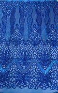 ROYAL - Luxury Fashion Design with Sequins Embroider on a 4 Way Stretch Mesh Fabric-Sold by The Yard.