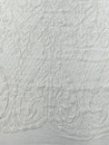 High Designs Fashion Design with Sequins Embroider on a 4 Way Stretch Mesh Fabric-Sold by The Yard. White