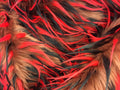 RED - BLACK - On Tan 3 Tone Spiked Shaggy Long Pile Fabric / Sold by The Yard - For Blankets Fashion Clothing Coats