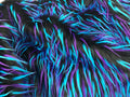 TURQUOISE - PURPLE - On Black 3 Tone Spiked Shaggy Long Pile Fabric / Sold by The Yard - For Blankets Fashion Clothing Coats