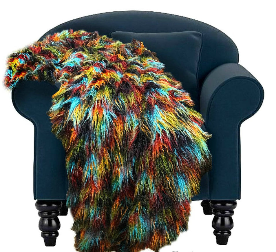 MONGOLIAN - Multi Color Long Pile/Mongolian Faux Fur Fabric - For Blankets Fashion Clothing Coats - Scarfs Rugs Crafts Decor - By Yard
