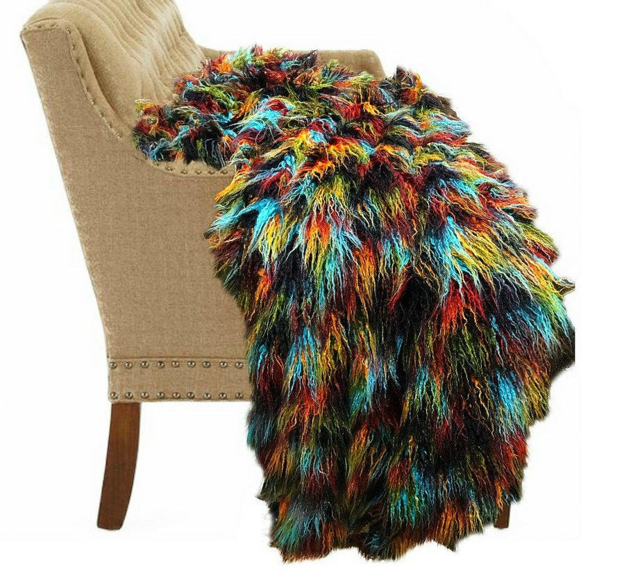 MONGOLIAN - Multi Color Long Pile/Mongolian Faux Fur Fabric - For Blankets Fashion Clothing Coats - Scarfs Rugs Crafts Decor - By Yard