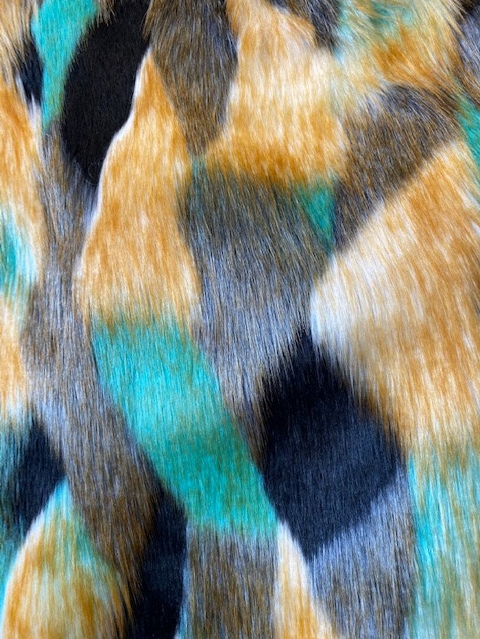 TRIBAL AQUA - Multi Color Costume Coat Fabric - Sold By Yard - For Blankets Fashion Clothing Coats - Scarfs Rugs Crafts Decor