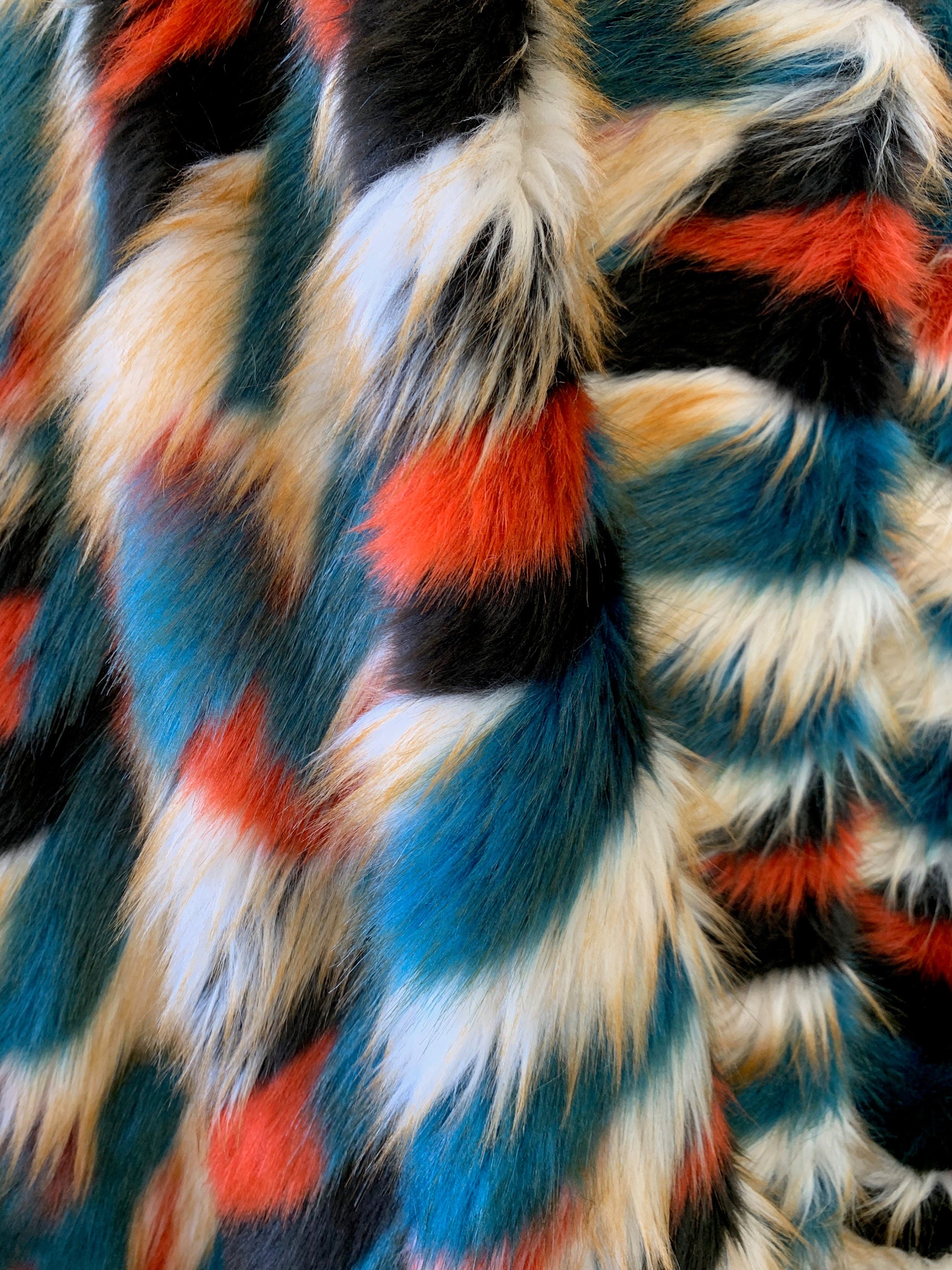 TRIBAL TEAL - Multi Color Costume Coat Fabric - Sold By Yard - For Blankets Fashion Clothing Coats - Scarfs Rugs Crafts Decor