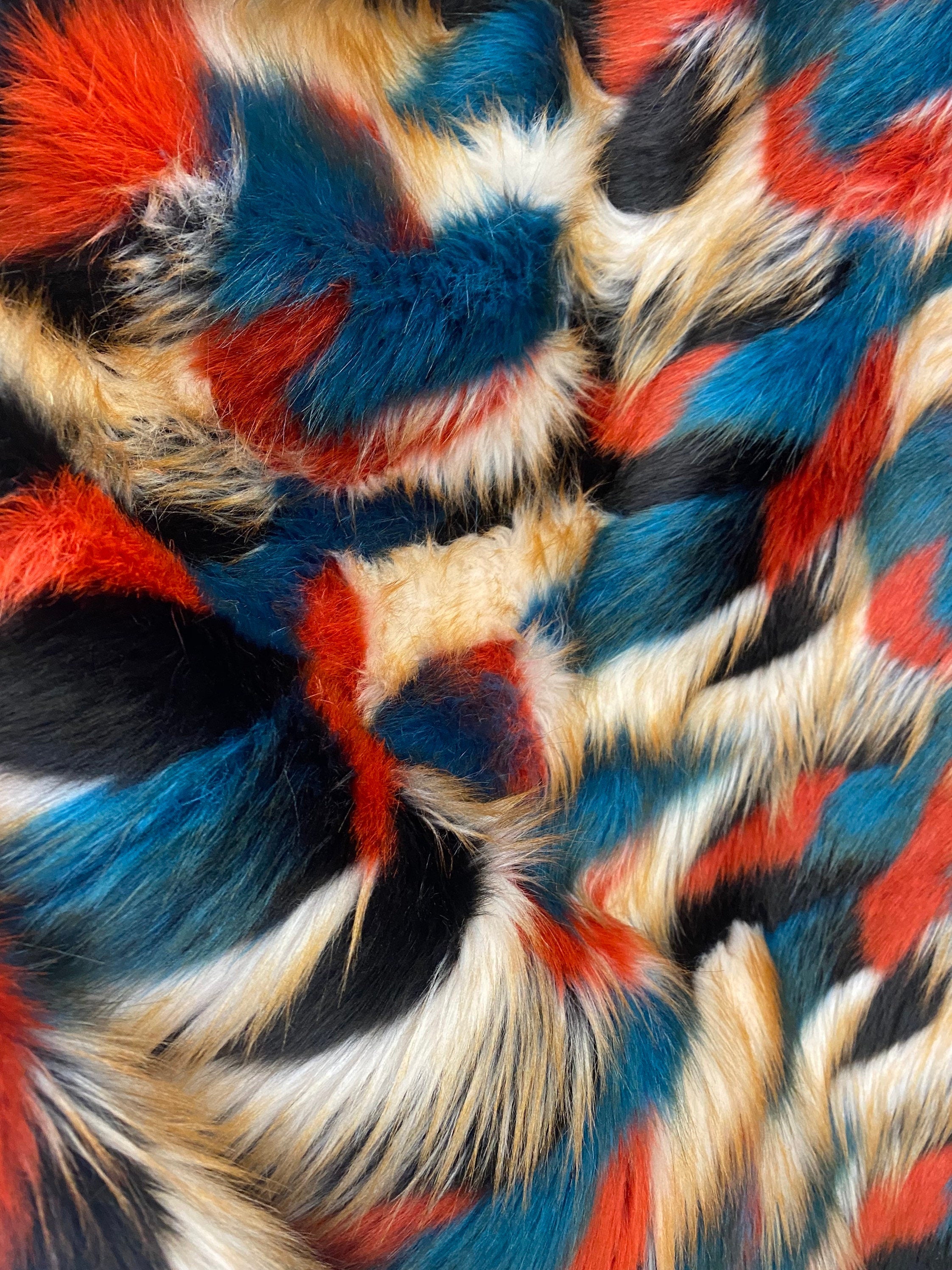 TRIBAL TEAL - Multi Color Costume Coat Fabric - Sold By Yard - For Blankets Fashion Clothing Coats - Scarfs Rugs Crafts Decor