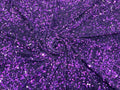 5mm Sequins on a Stretch Velvet 2-Way Stretch Sold By The Yard. Purple