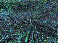 5mm Sequins on a Stretch Velvet 2-Way Stretch Sold By The Yard. Peacock Green Iridescent For Prom Dress Evening Wedding Bridal Gowns