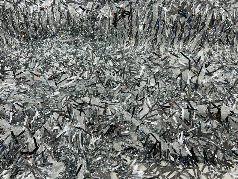 Iridescent sequin Swords Design on mesh, for Costume Craft Fabric By The Yard.