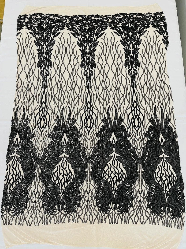 Iridescent Top Fashion Sequin Design on a 4 Way Stretch Mesh Fabric-Prom-Sold by The Yard.