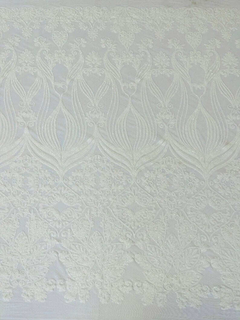 Iridescent Lux Fashion Sequin Design on a 4 Way Stretch Mesh Fabric-Prom-Sold by The Yard.