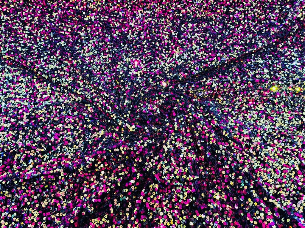 5mm Sequins on a Stretch Velvet 2-Way Stretch Sold By The Yard. Fuchsia Gold For Prom Dress Evening Wedding Bridal Gowns