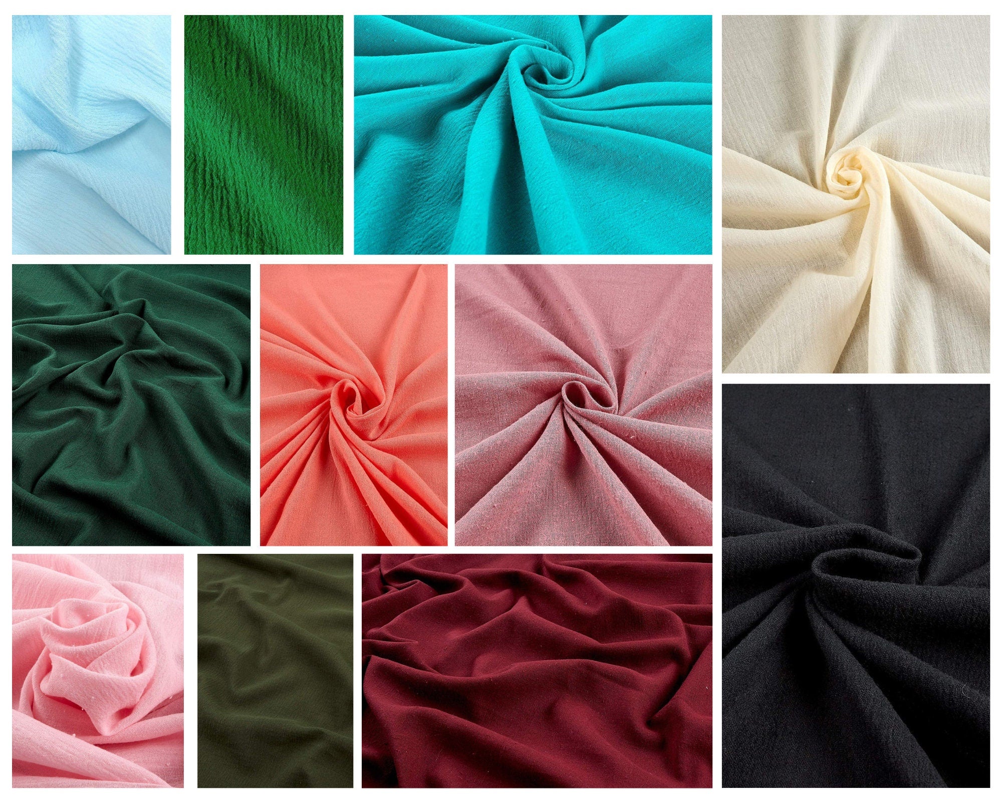Cotton Gauze Fabric 100% Cotton 48/50" inches Wide Crinkled Lightweight Sold by The Yard.
