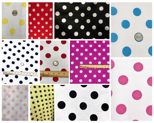 1 Inch Polka Dot Poly Cotton Fabric Sold By The Yard.