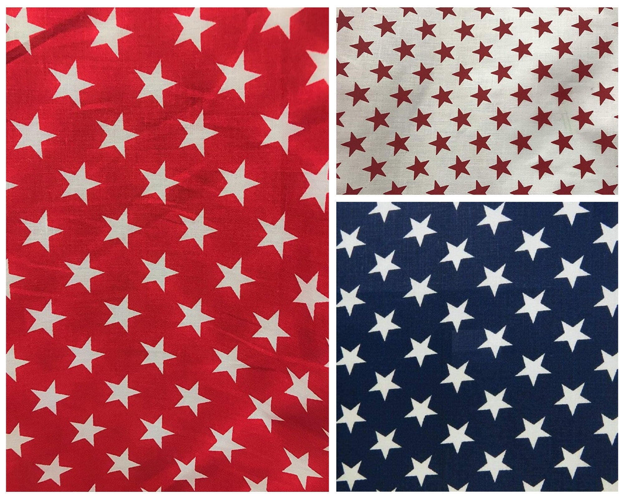 American Stars Poly Cotton 58' Wide Fabric Sold by The Yard USA Patriotic