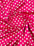 Polka Dot On A Soft Charmeuse Satin Fabric Sold By The Yard-60" Wide 100% Polyester. 1/2 Inch Fuchsia White