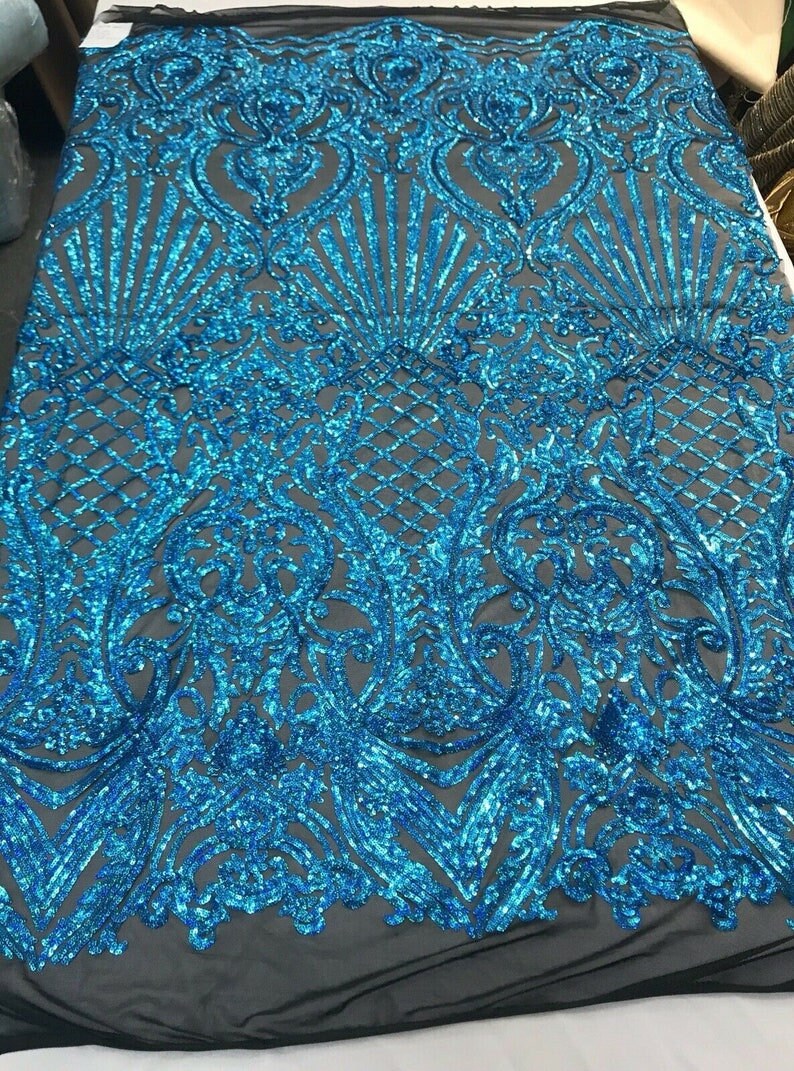 Iridescent Top Nouch Fashion Sequin Design on a 4 Way Stretch Mesh Fabric-Prom-Sold by The Yard.