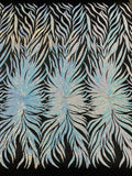 Top Choice Designs Fashion Design with Sequins Embroider on a 4 Way Stretch Mesh Fabric-Sold by The Yard. Aqua Black Iridescent