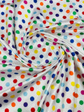 Polka Dot On A Soft Charmeuse Satin Fabric Sold By The Yard-60" Wide 100% Polyester. 1/2 Inch Multi Color