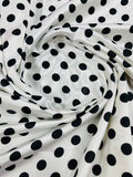 Polka Dot On A Soft Charmeuse Satin Fabric Sold By The Yard-60" Wide 100% Polyester. 1/2 Inch White Black