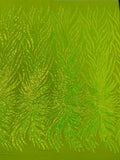 Top Choice Designs Fashion Design with Sequins Embroider on a 4 Way Stretch Mesh Fabric-Sold by The Yard. Neon Lime Iridescent