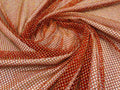 Rhinestones On Soft Stretch Fish Net Fabric 45" Wide -Sold by The Yard. Orange