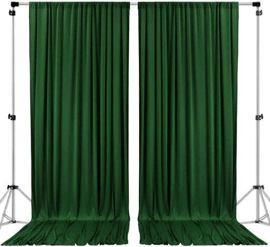 Polyester Backdrop Drapes Curtains 2 Panels with Rod Pockets - Wedding Ceremony Party Home Window Decorations - Hunter